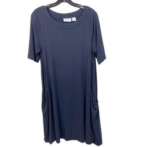 Heyton Womens 3/4 Sleeve Navy Knit Dress Side Pockets Size M